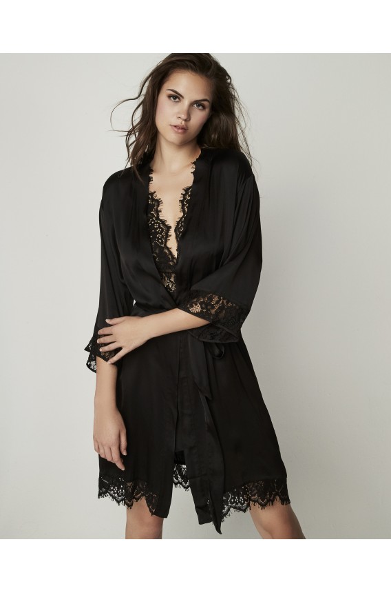 SHORT LINGERIE ROBE FRENCH SLEEVE