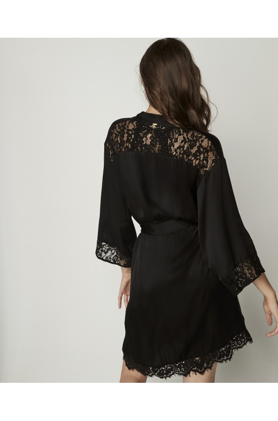 SHORT LINGERIE ROBE FRENCH SLEEVE