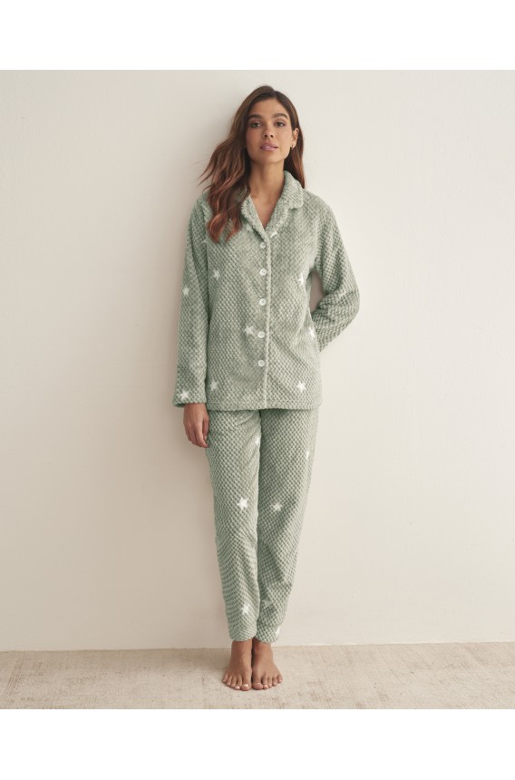 PIJAMA CAMISERO POLAR ESTRELLAS