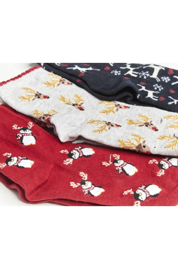 PACOTE COM 3 PARES DE MEIAS DE NATAL