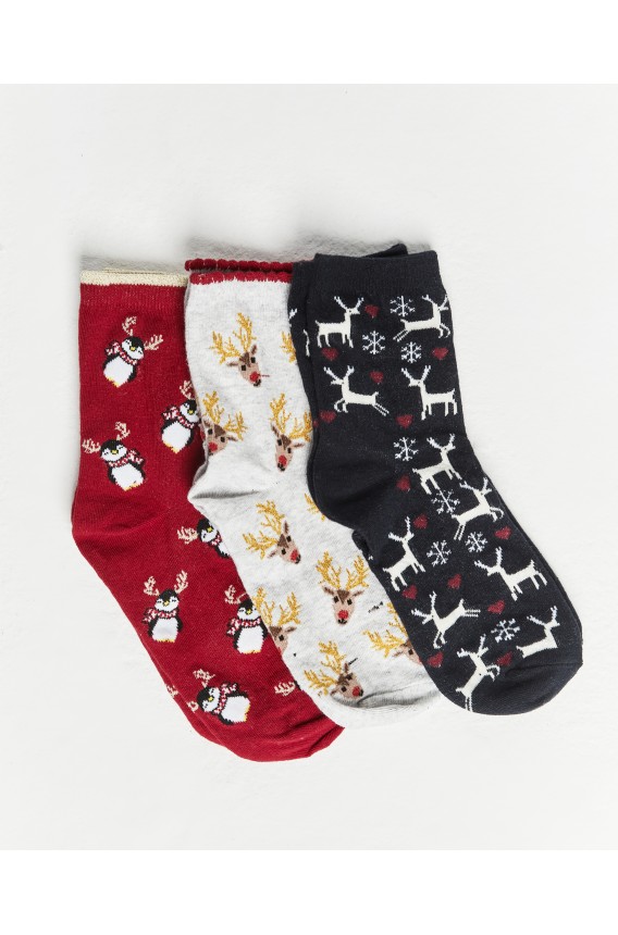 PACOTE COM 3 PARES DE MEIAS DE NATAL