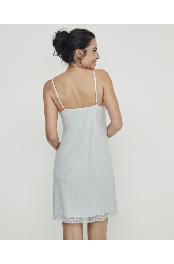 SHORT RIBBED NIGHTGOWN WITH CUP