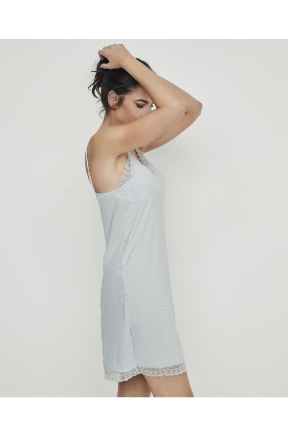 SHORT RIBBED NIGHTGOWN WITH CUP