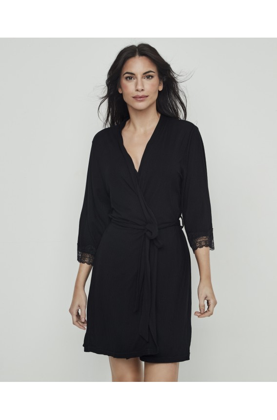 SHORT RIBBED ROBE