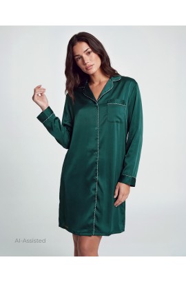 CAMISA DE DORMIR ACETINADA TIPO CAMISEIRO