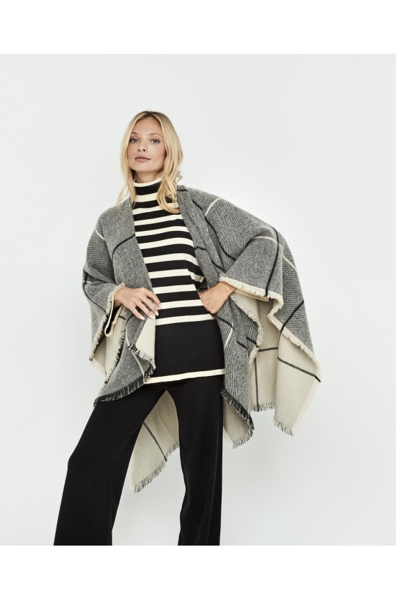 PONCHO AOS QUADROS BICOLOR