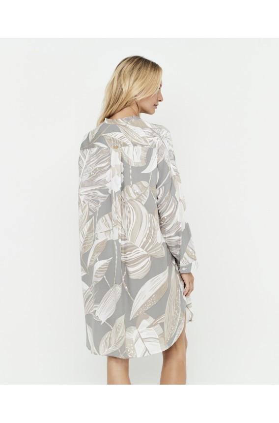 MAO COLLAR BUTTONED NIGHTDRESS