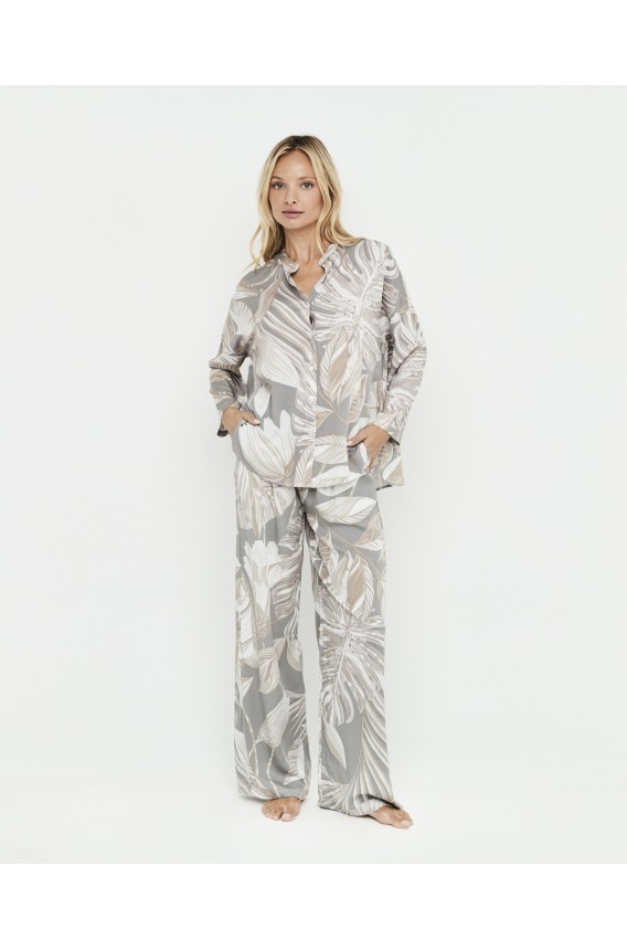BUTTONED MAO COLLAR PYJAMAS