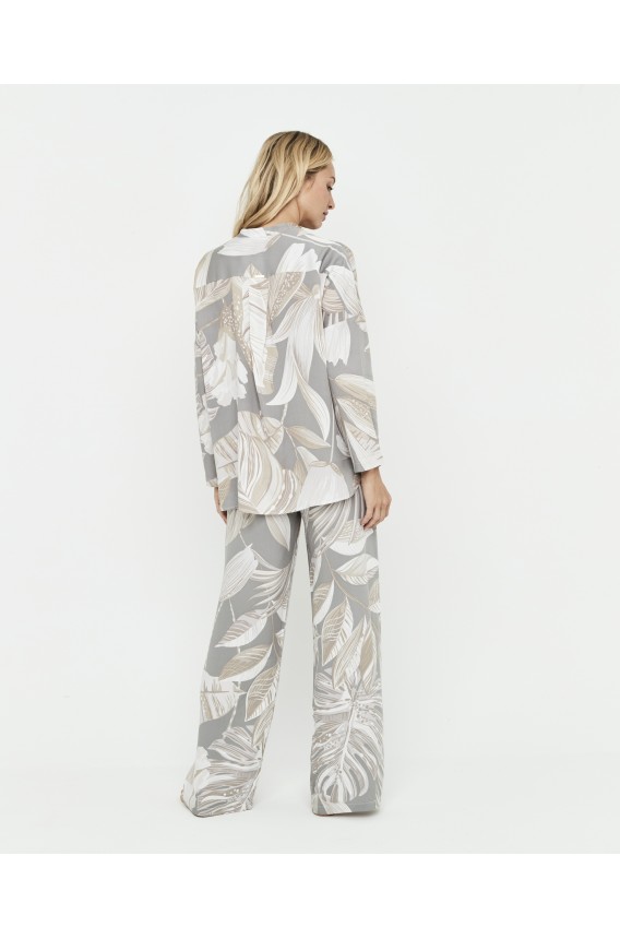 BUTTONED MAO COLLAR PYJAMAS