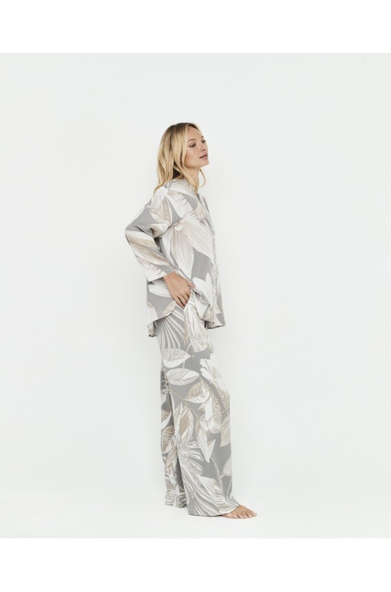 BUTTONED MAO COLLAR PYJAMAS