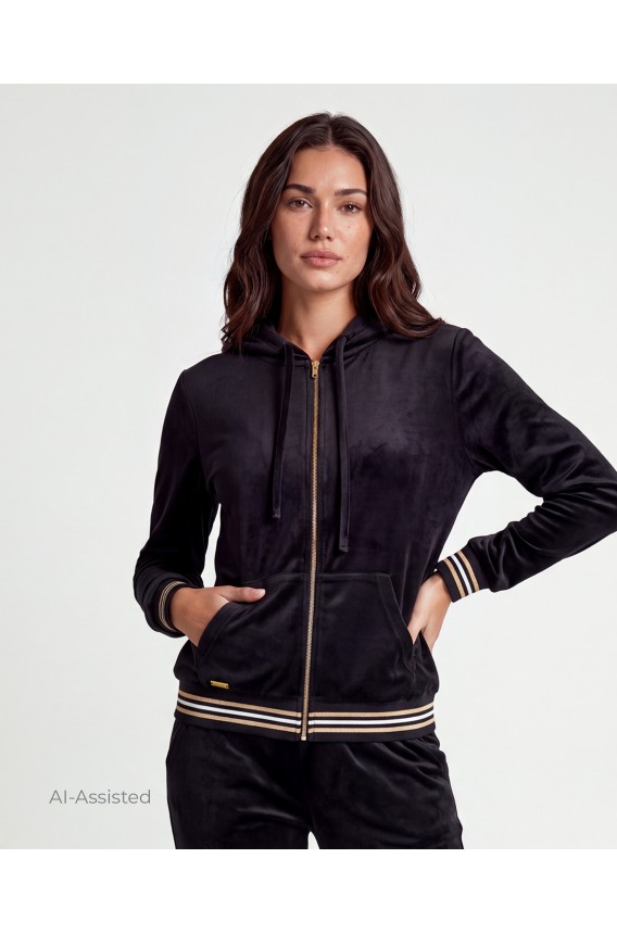 CONJUNTO TERCIOPELO CHAQUETA CON CAPUCHA PANTALON