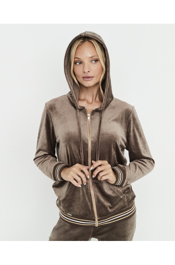 CONJUNTO TERCIOPELO CHAQUETA CON CAPUCHA PANTALON