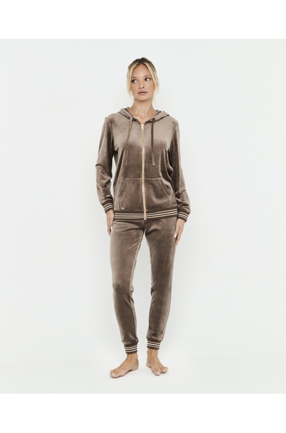 VELOUR HOODED JACKET AND TROUSERS SET