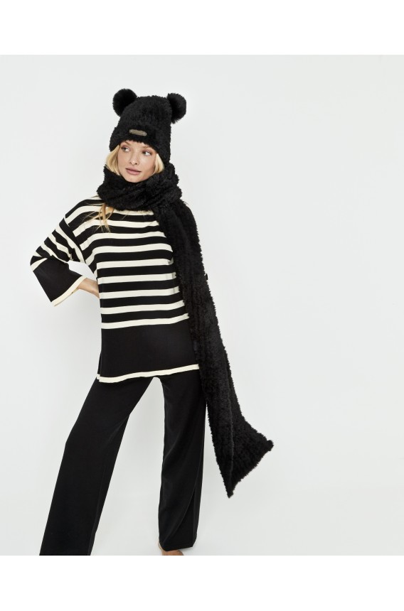 CONJUNTO DE GORRO E CACHECOL COM 2 POMPONS